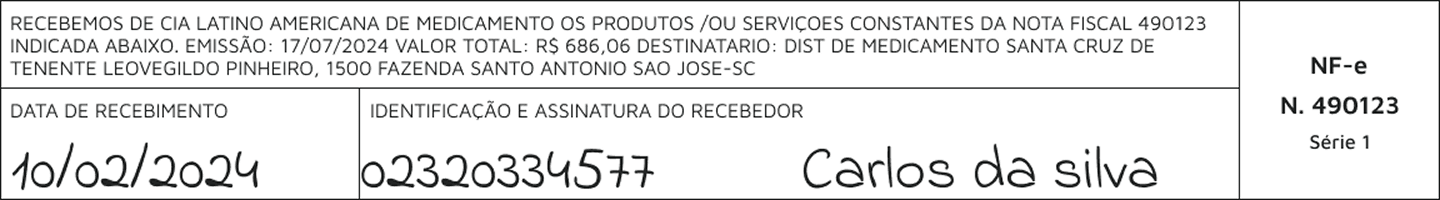 Imagem de um canhoto assinado