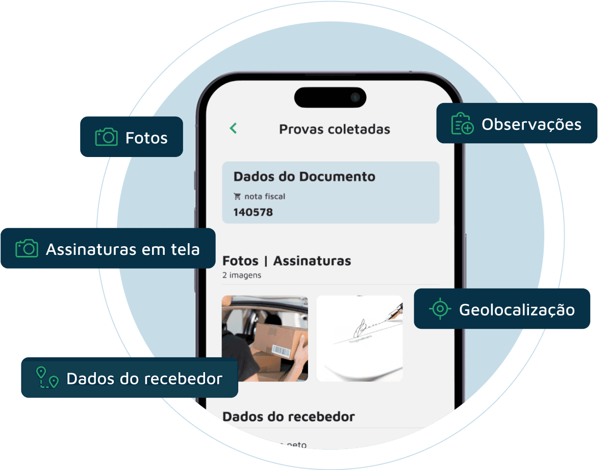 Imagem da seção 3 mostrando as opções de provas de entrega